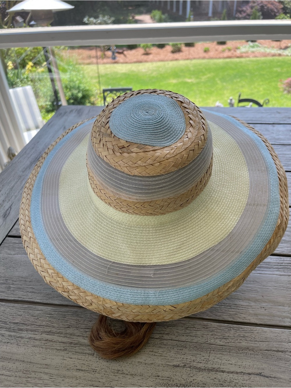 Francesco Bing Wide Brim Striped Straw Sun Hat